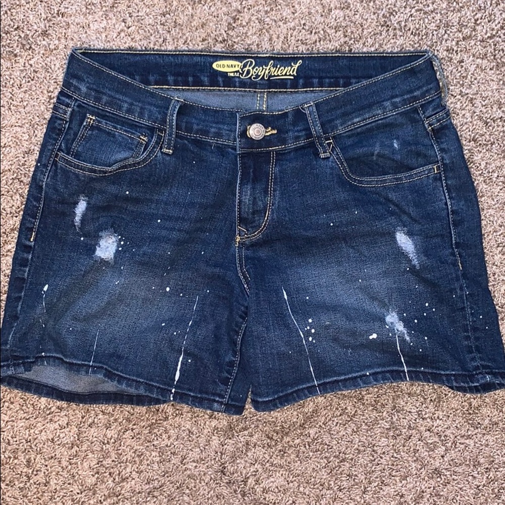 Old Navy women’s paint splatter boyfriend shorts